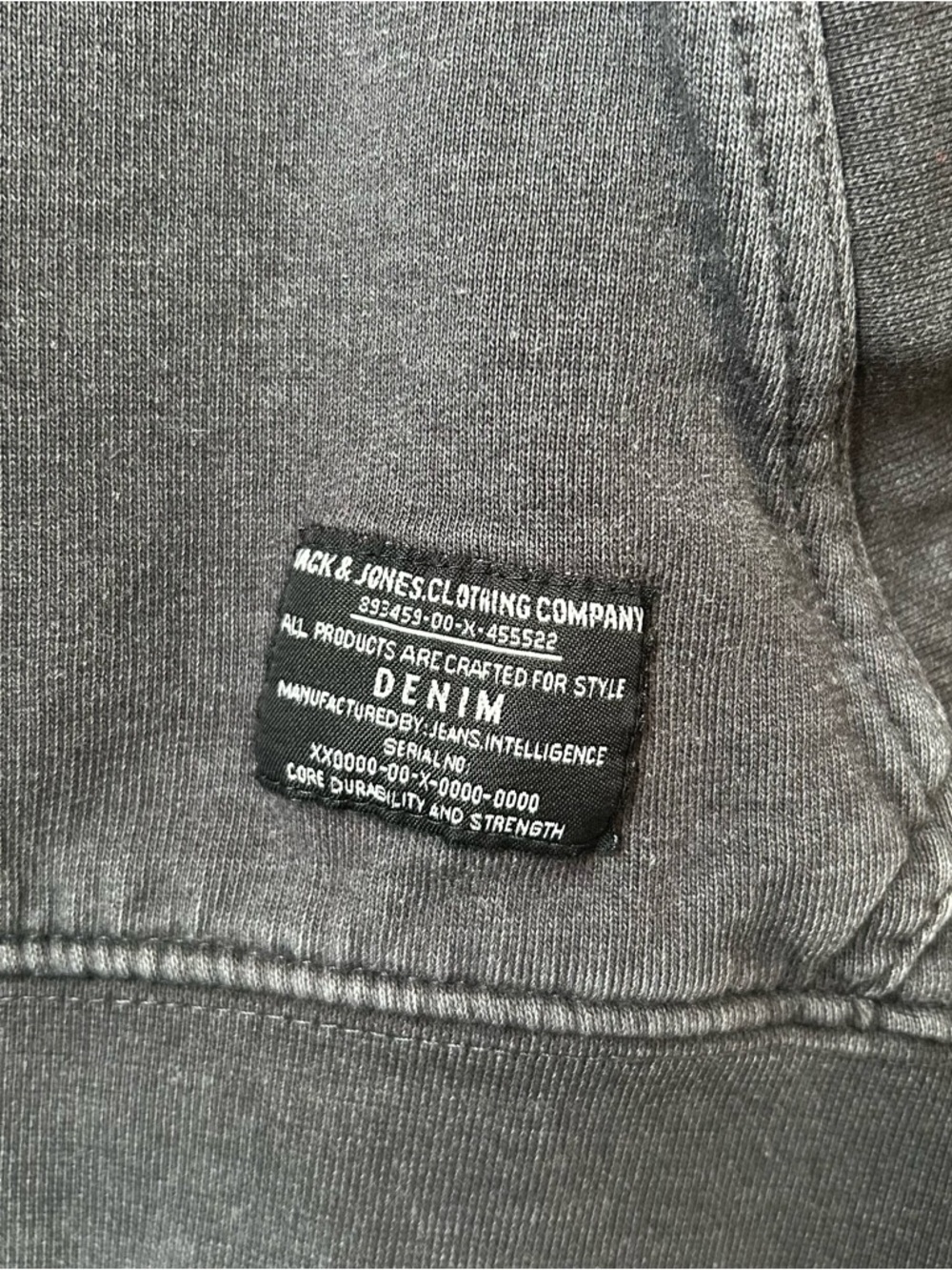 🟢 5 for $25 🟢 Jack & Jones Hoodie XL Charcoal Vintage Wash Y2K Minimal Streetwea - Picture 2 of 8